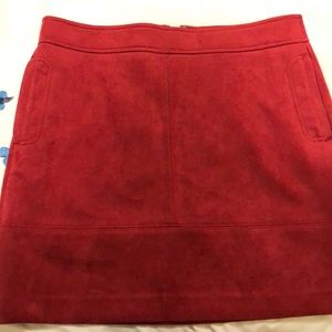 LOFT Suede Deep Red Skirt Size 10
